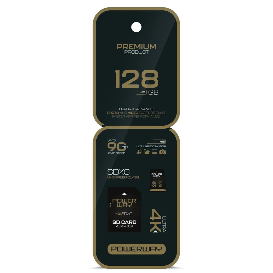POWERWAY PREMIUM 128 GB 90MB/S ULTRA HIZLI 4K DESTEKLİ  SDXC HAFIZA KARTI