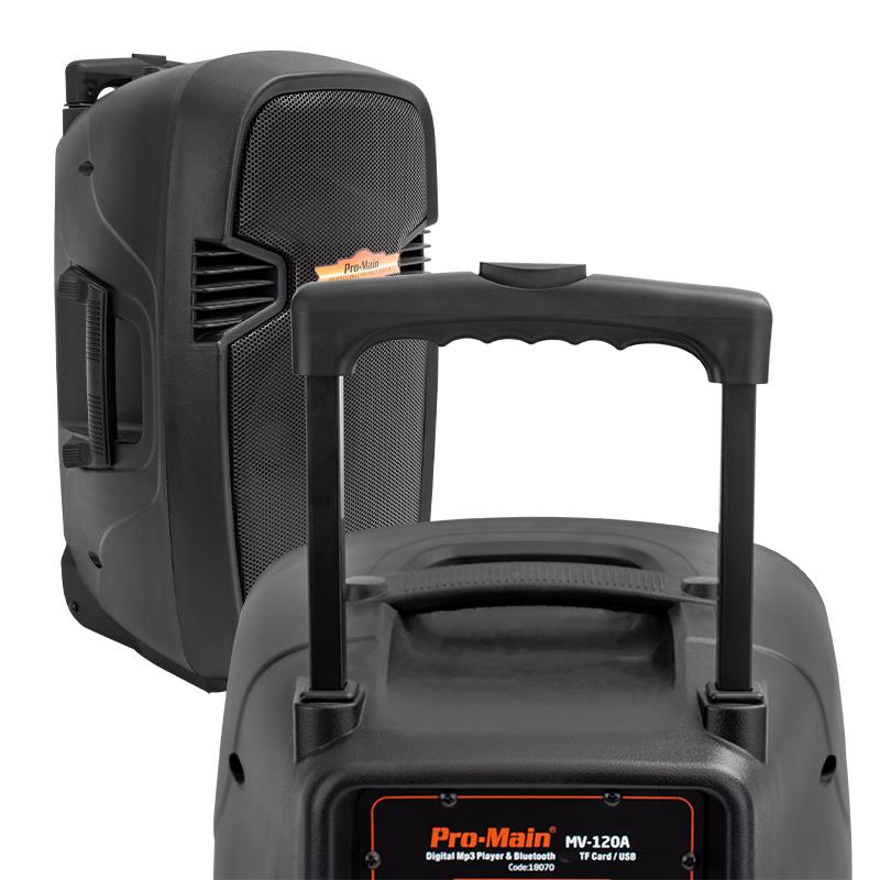 PROMAIN MV-120A ŞARJLI USB/SD/BLUETOOTH 1*EL KABLOSUZ MİKROFON 30 CM TAŞINABİLİR SEYYAR ANFİ (AKTİF HOP.)