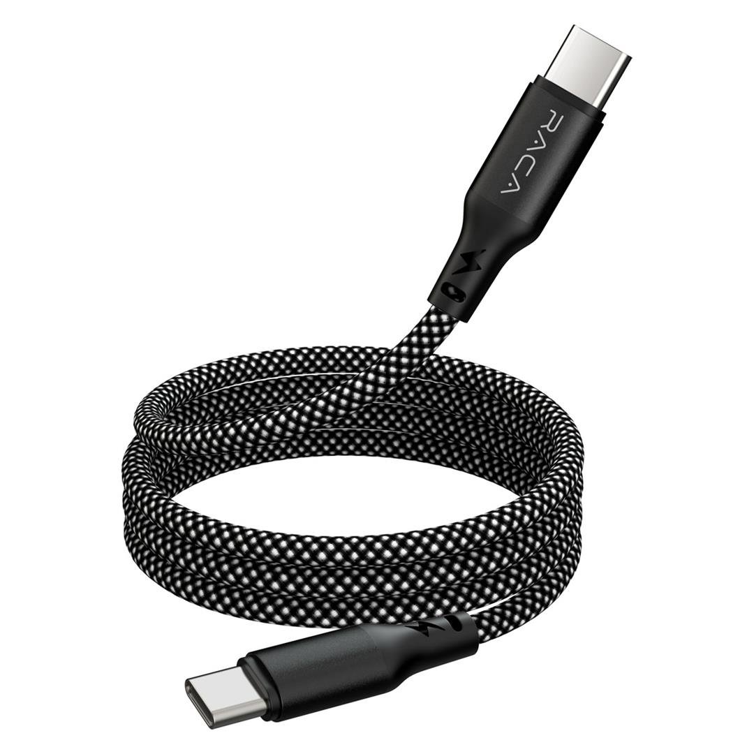 RACA RC20C 60 WATT 1 METRE SİYAH TYPE-C TO TYPE-C ŞARJ VE DATA AKTARIM KABLOSU