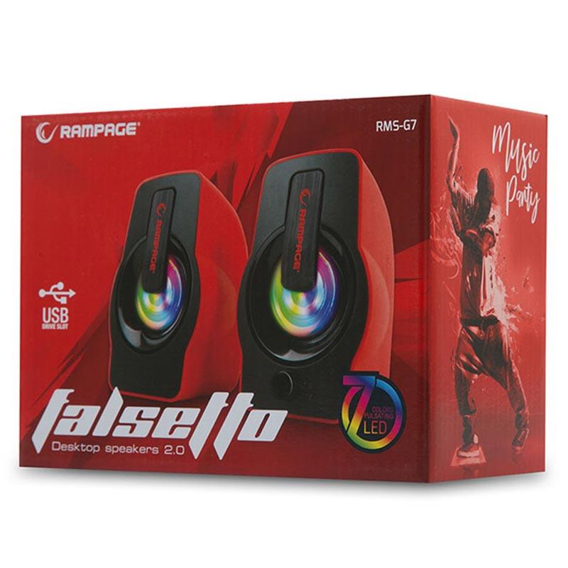 RAMPAGE RMS-G7 FALSETTO 2.0 6 WATT RGB LEDLİ GAMING USB 1+1 HOPARLÖR MAVİ-KIRMIZI
