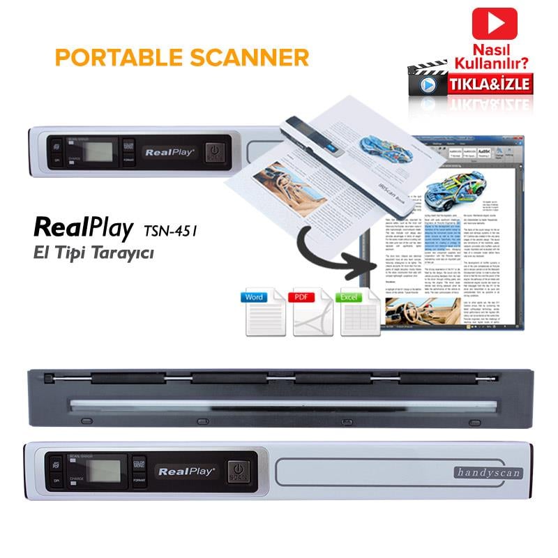 REALPLAY TSN451 PORTABLE SCANNER EL TİPİ ŞARJLI TARAYICI