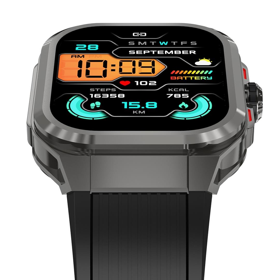 S-LINK GLOWY W30 DAFIT UYUMLU+ BLUETOOTH 1.96 INCH AMODEL EKRAN 500MAH BATARYA SİYAH AKILLI SAAT