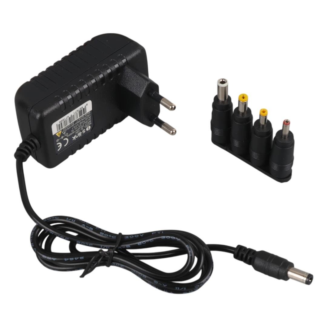 S-LINK SL-126C 12 VOLT 1 AMPER 1.2 MT KABLOLU 5.5*2.5 +  4 UÇLU UNIVERSAL  ADAPTÖR Fiyatı - Merter Elektronik