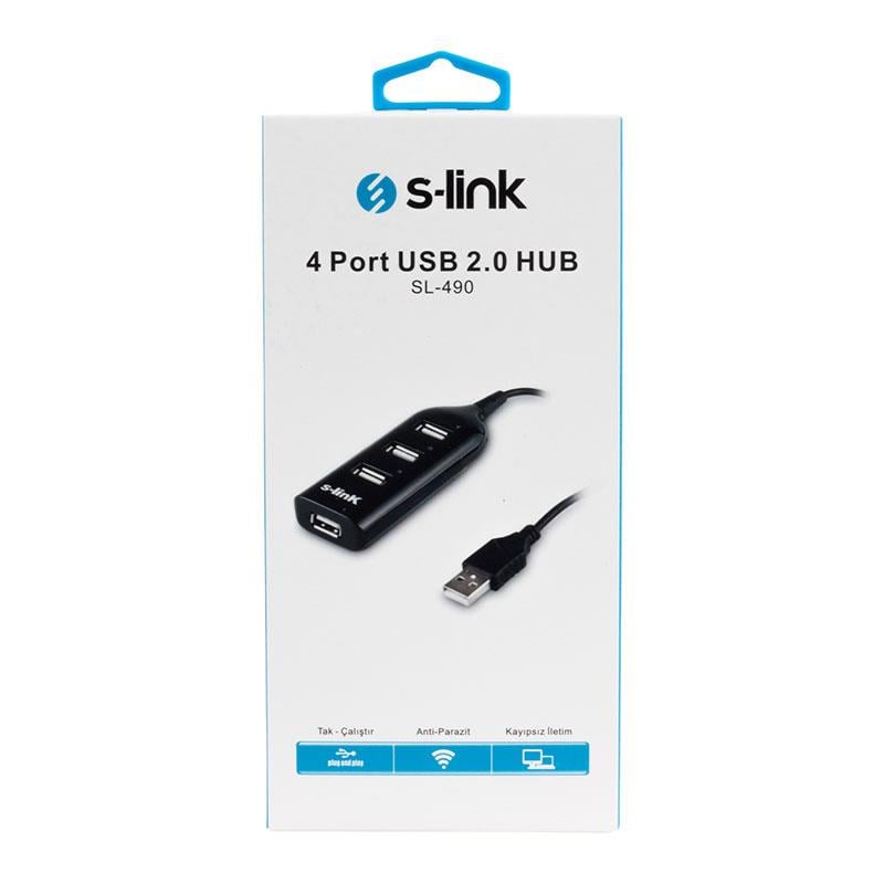 S-LINK SL-490 4 PORT USB 2.0 SİYAH USB HUB