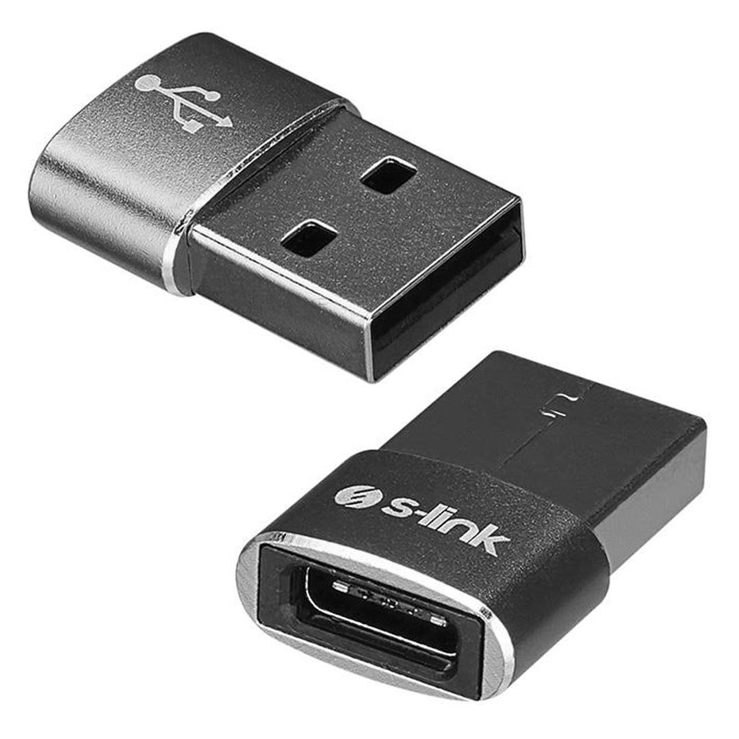S-LINK SL-TA28M SİYAH TYPE-C F TO USB M METAL GÖVDELİ OTG ÇEVİRİCİ Fiyatı - Merter Elektronik
