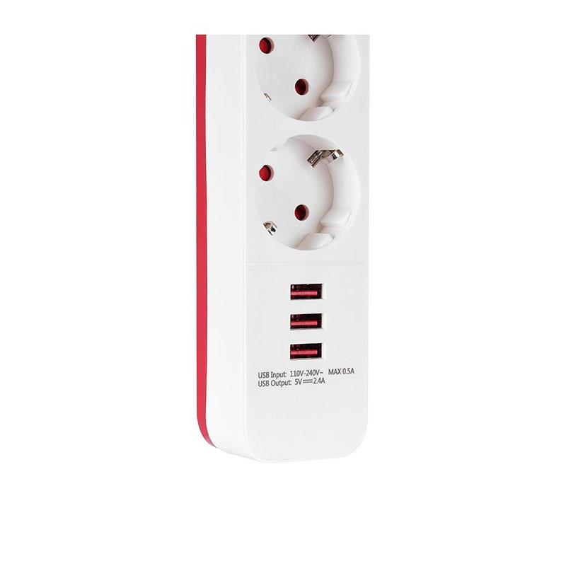 S-LINK SPG403U 4LÜ 1.5 METRE KABLOLU 750 JOULE 3X5 VOLT - 2.4 AMPER USBLİ ANAHTARLI AKIM KORUMALI PRİZ