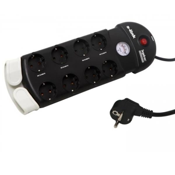 S-LINK SPGX-88 8Lİ 2 METRE KABLOLU SİYAH AKIM KORUMALI PRİZ