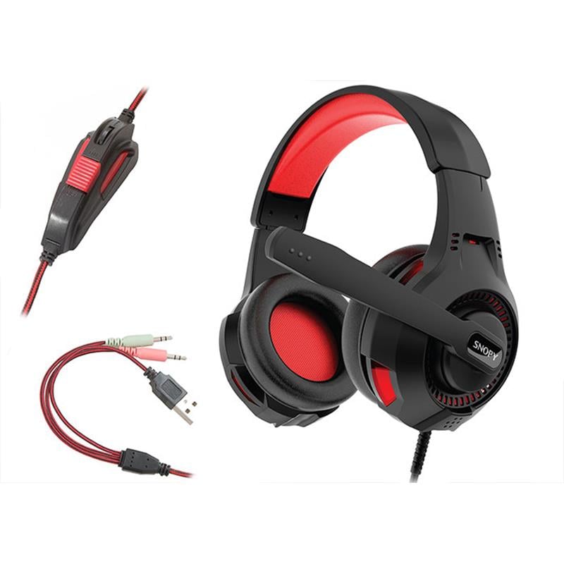 SNOPY SN-8800 GAMETIME 3.5MM STEREO KABLOLU LEDLİ MİKROFONLU SİYAH OYUNCU KULAKLIK