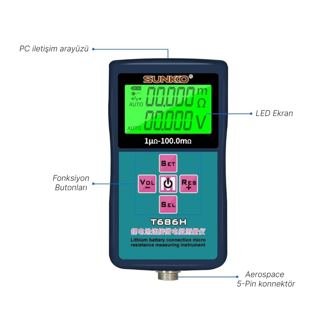 SUNNKO 686H PİL VOLTAJ TEST CİHAZI Fiyatı - Merter Elektronik