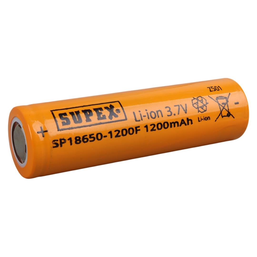 SUPEX SP 18650-1200F 3.7 VOLT LI-ION 1200 MAH DÜZ KAFA (BAŞLIKSIZ) ŞARJLI PİL Fiyatı - Merter Elektronik