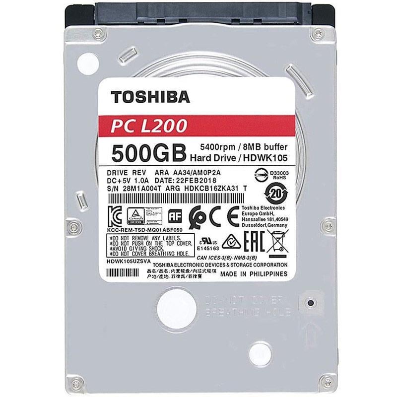 TOSHIBA HDWK105UZSVA 500 GB 2.5 L200 5400 RPM 8MB HARDDISK