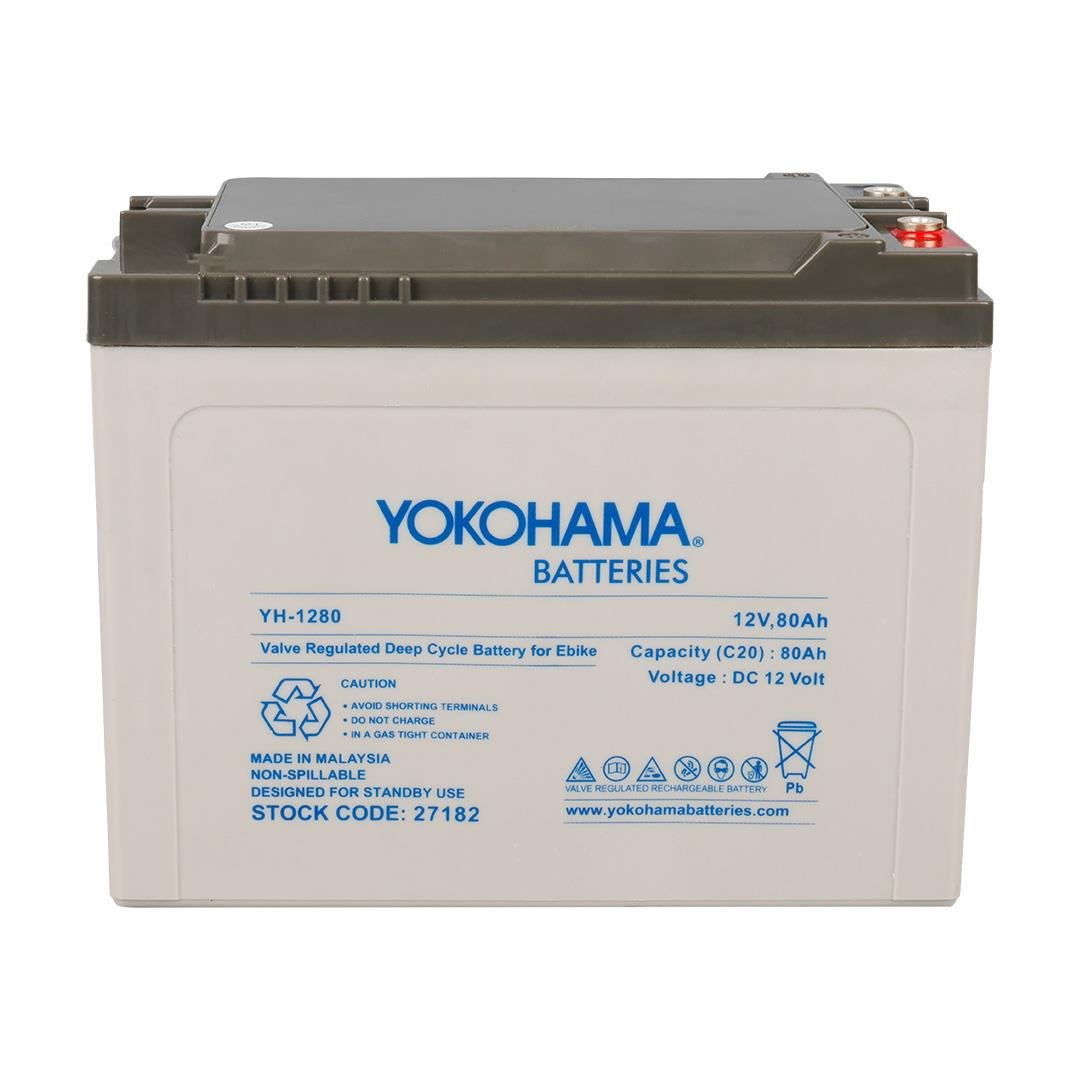 YOKOHAMA YH-12.80 12 VOLT - 80 AMPER ELEKTRİKLİ BİSİKLET AKÜSÜ (175 X 120 X 226 MM) Fiyatı - Merter Elektronik