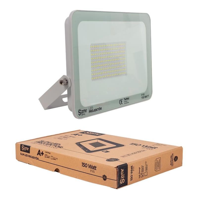 ZMR 150 WATT - 220 VOLT 6500K IP65 150* IŞIK AÇISI DRIVERSIZ BEYAZ SLİM KASA LED PROJEKTÖR