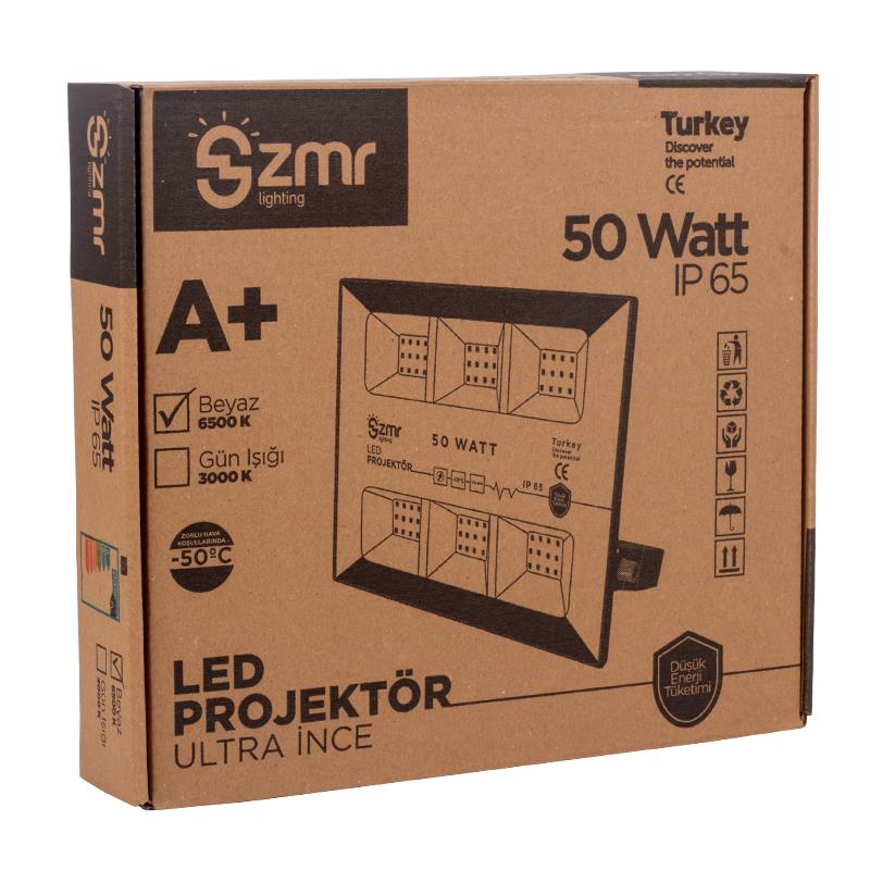 ZMR ZMR-PJ-03 50 WATT- 220 VOLT 6500K IP66 150* IŞIK AÇISI DRIVERLI SİYAH KASA LED PROJEKTÖR