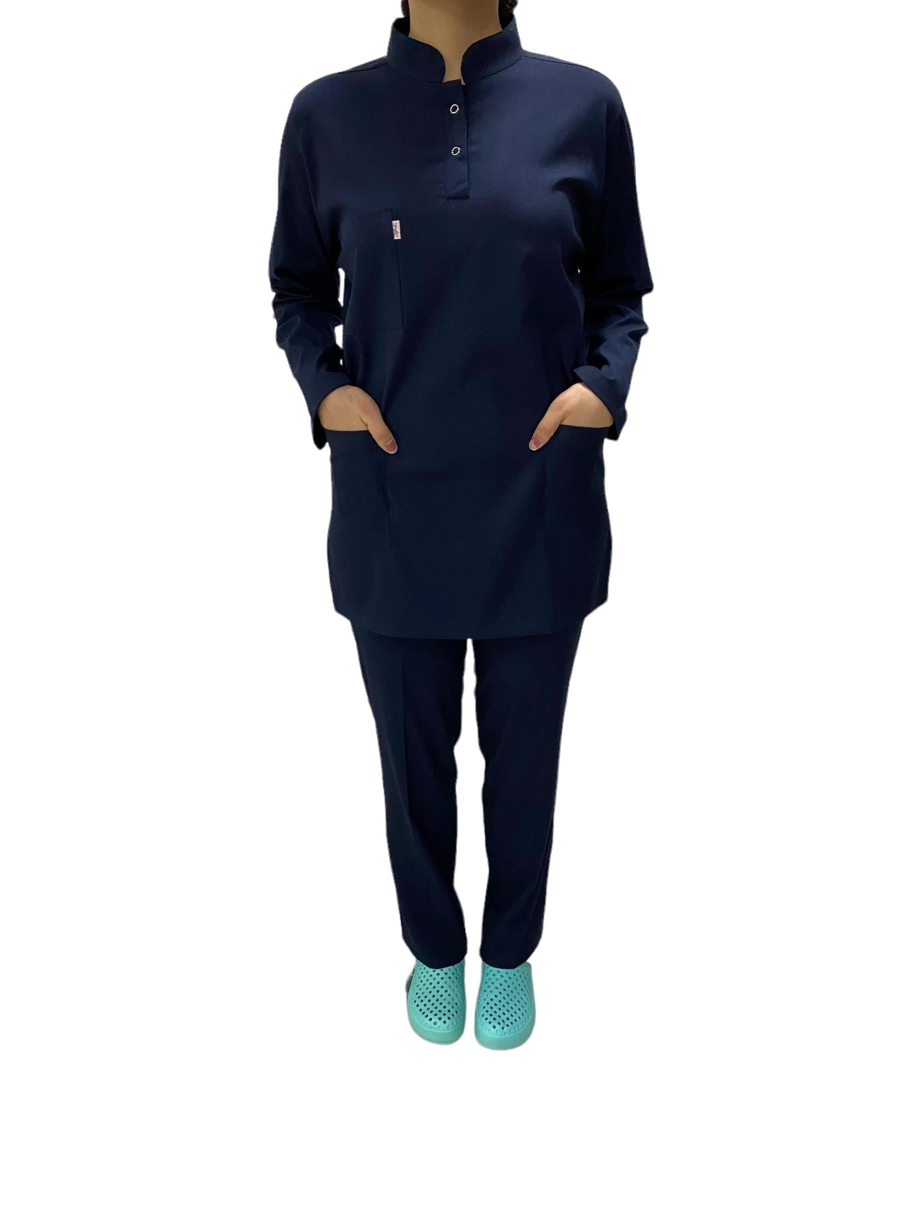 LİKRALI TUNİK LACİVERT FORMA TAKIMI