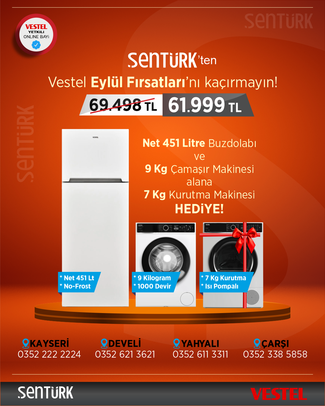Vestel 2'li Beyaz Eşya Seti (NF 52111 Buzdolabı + CMI 97402 Çamaşır)
