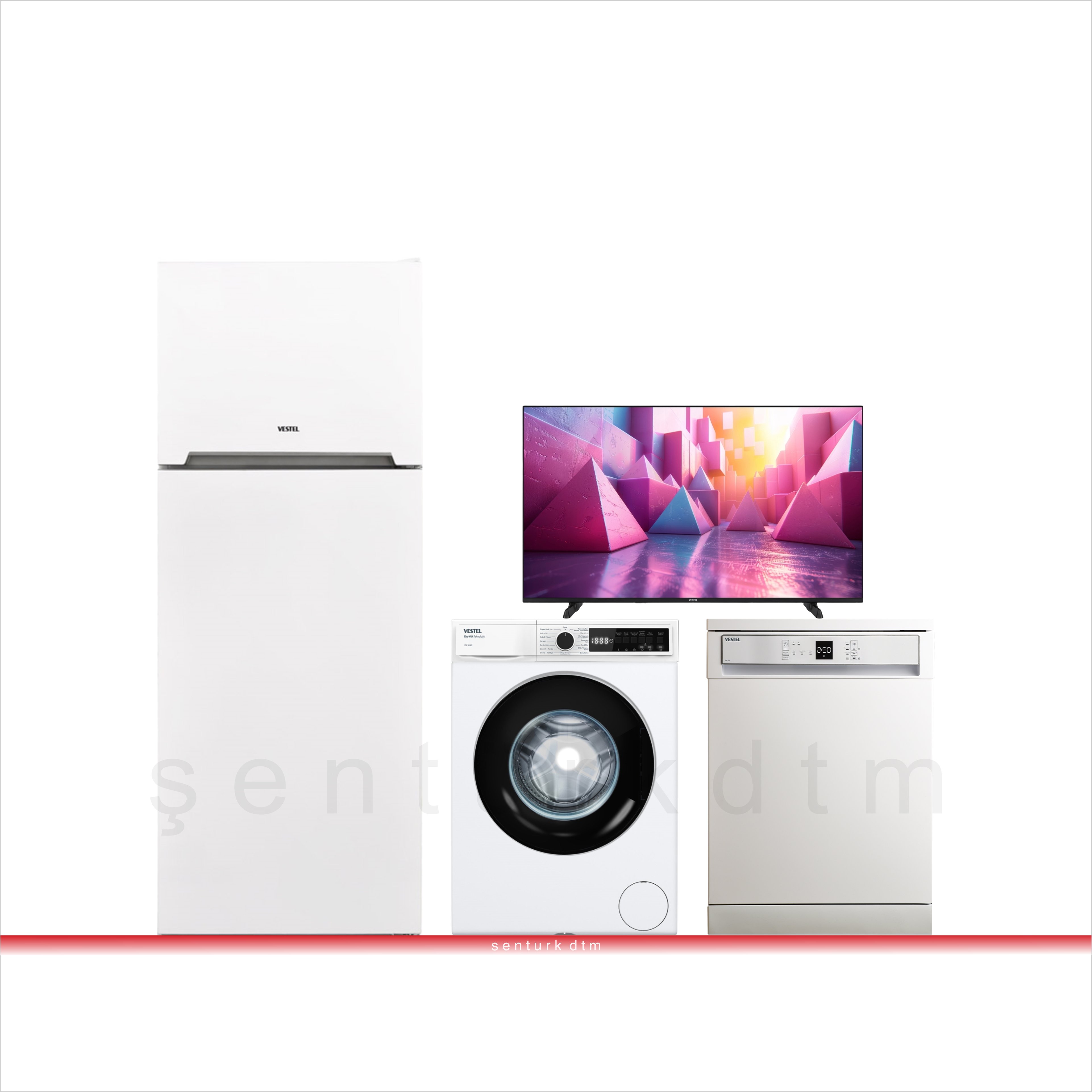 Vestel Beyaz Eşya Çeyiz Seti (109 Led TV NF52111 No-Frost 3 Program Bulaşık 9 Kg Çamaşır Mak)