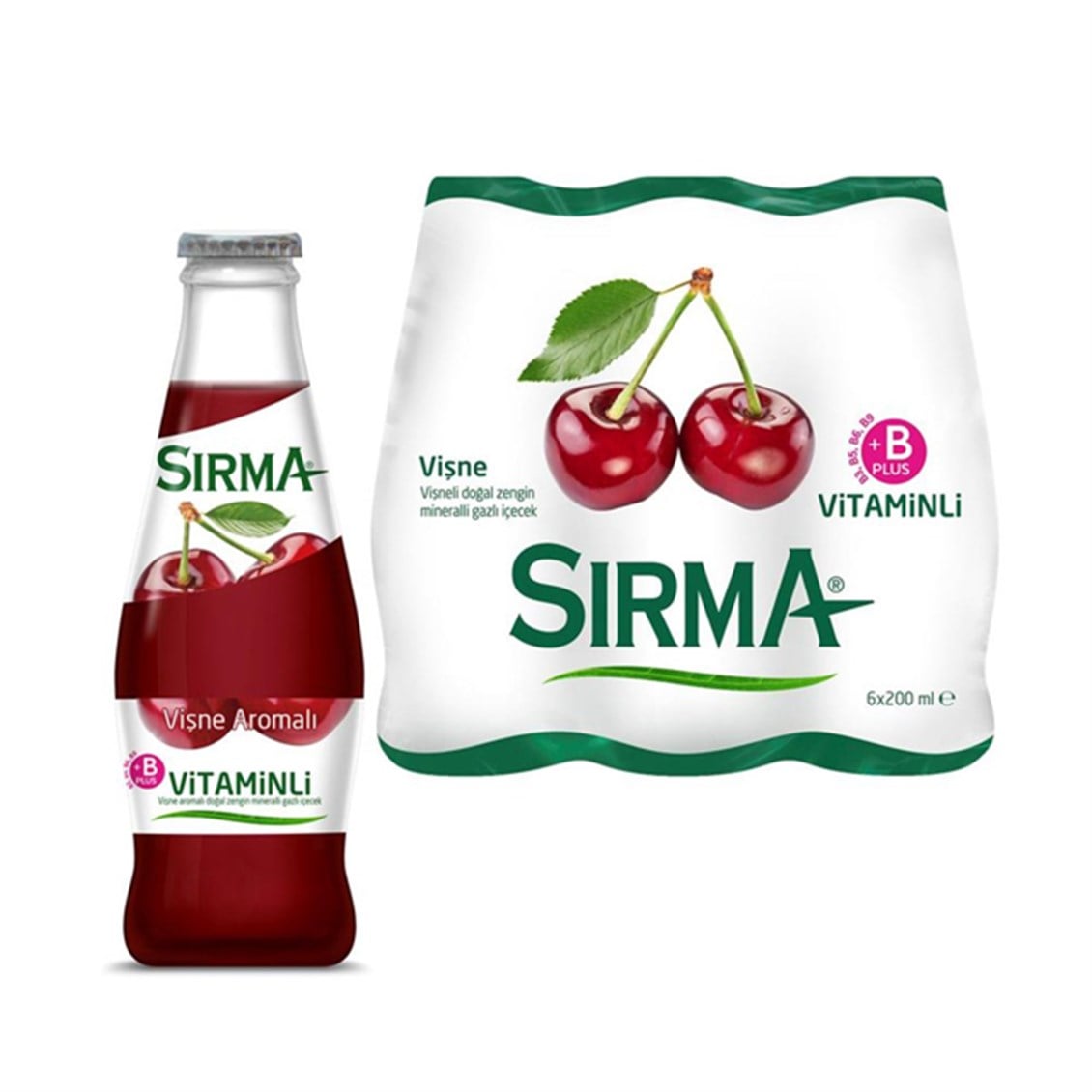 Sırma B-Plus Vişne Aromalı Maden Suyu 6x200 ml