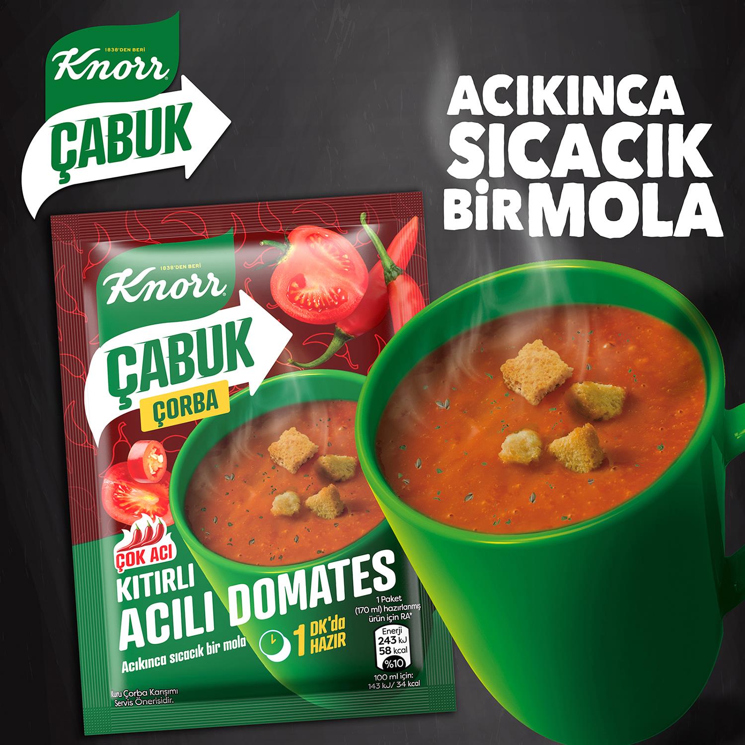 Knorr Acılı Domates Çabuk Çorbası 22 gr