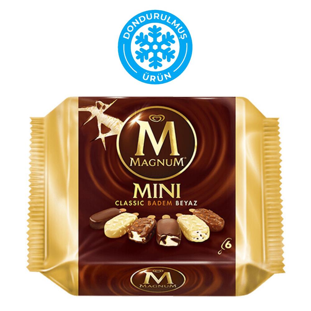 Algida Magnum Mini Classic Badem Beyaz Dondurma 6lı 60 ml