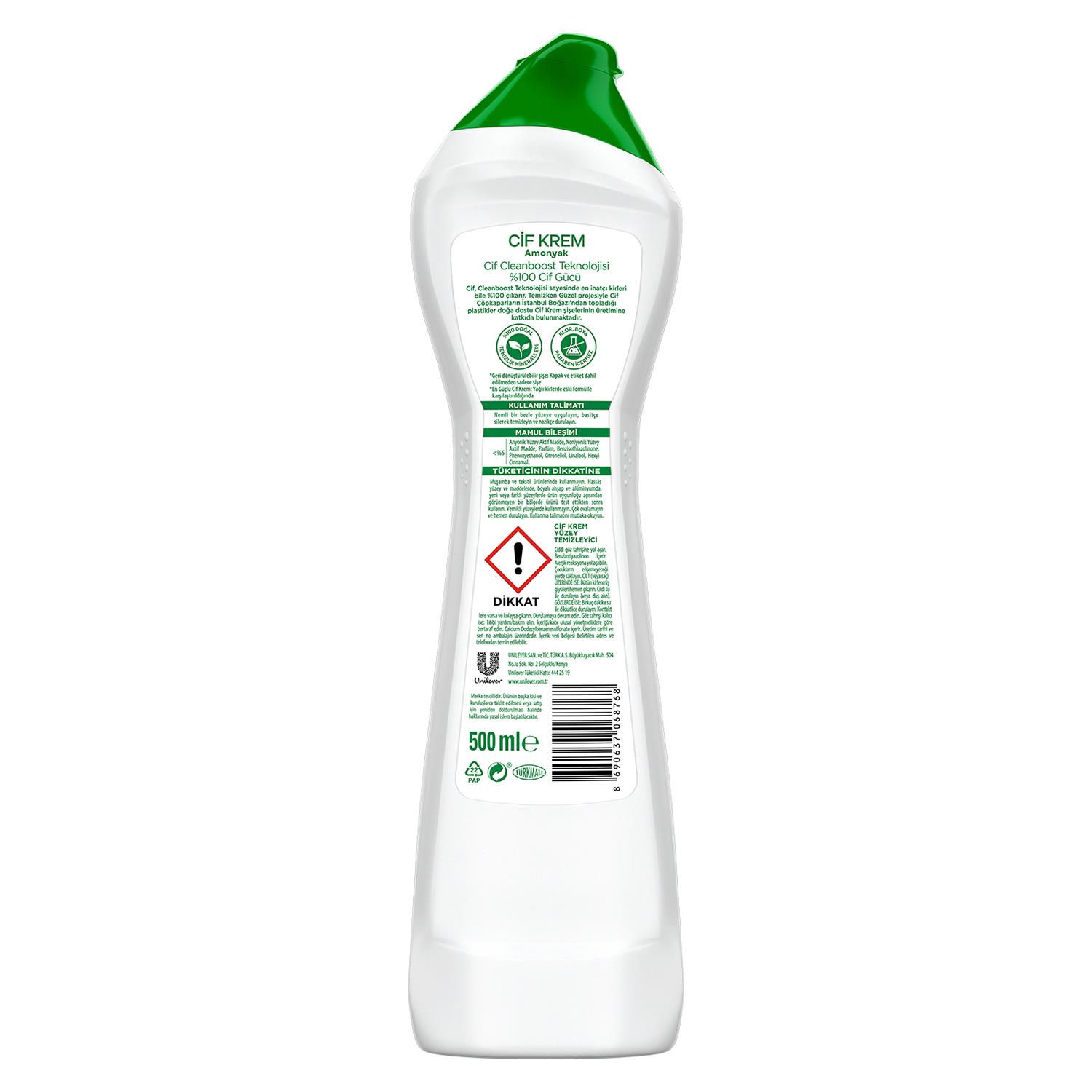 Cif Krem Yüzey Temizleyici Amonyak 500  ml