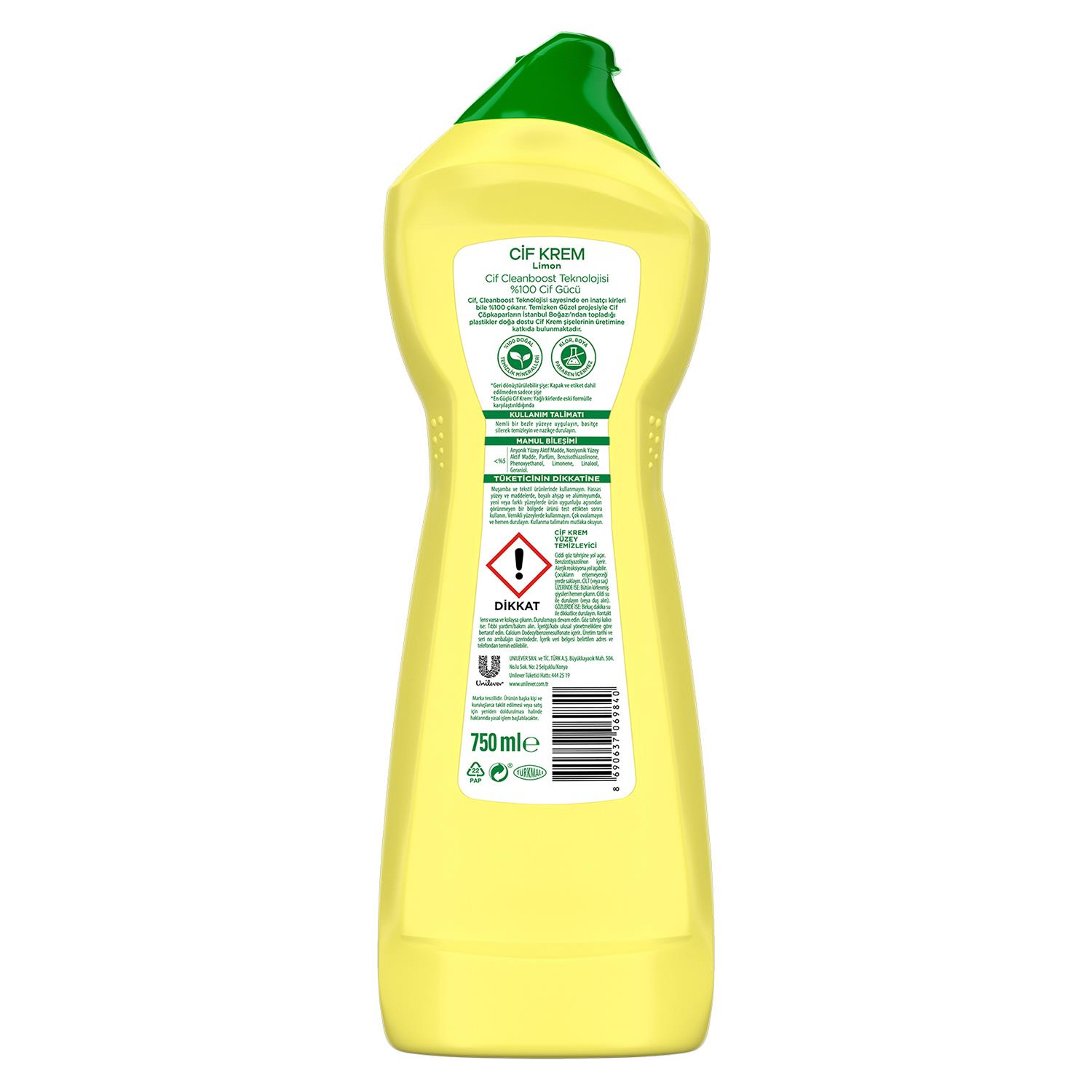 Cif Krem Yüzey Temizleyici 750  ml limon