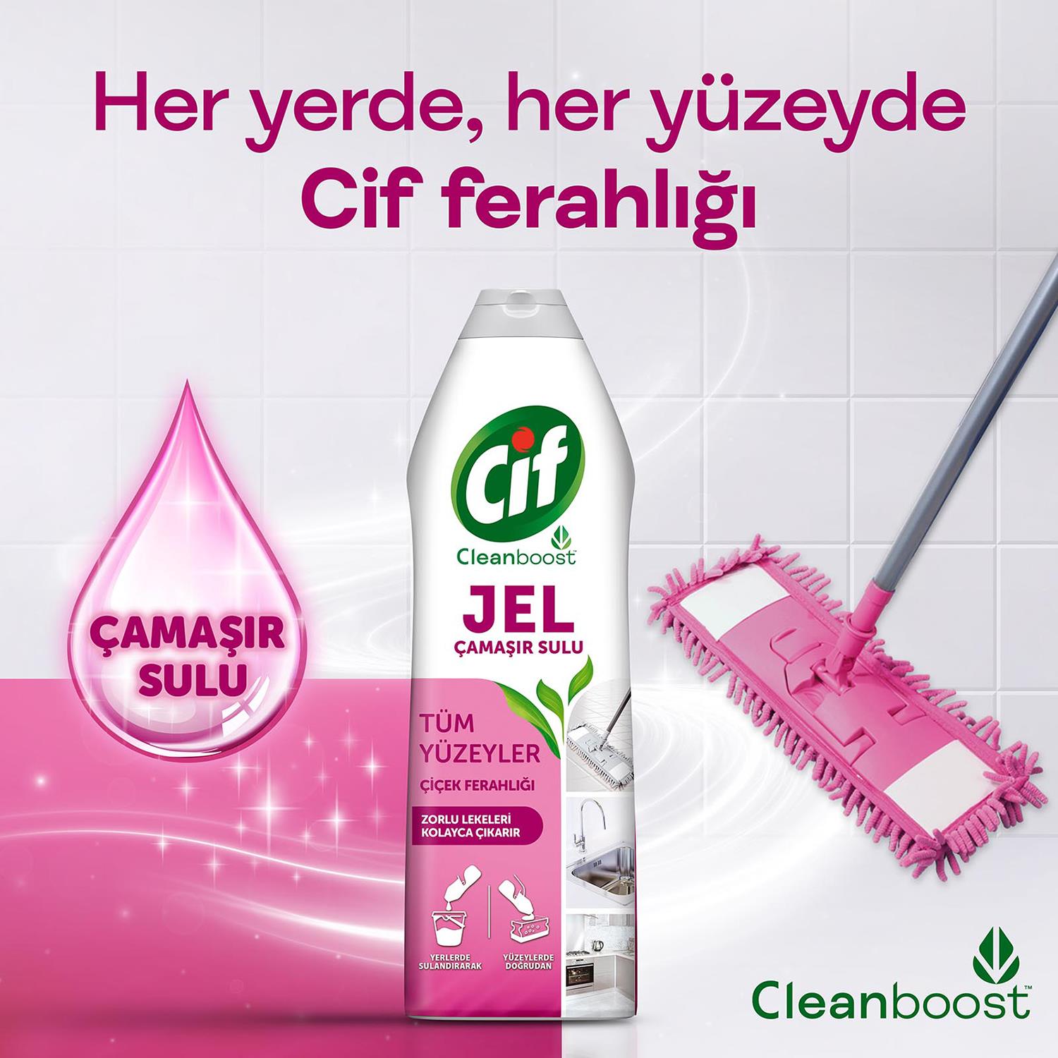 Cif Tüm Yüzeyler Çiçek Ferahlığı Jel Yüzey Temizleyici 750  ml