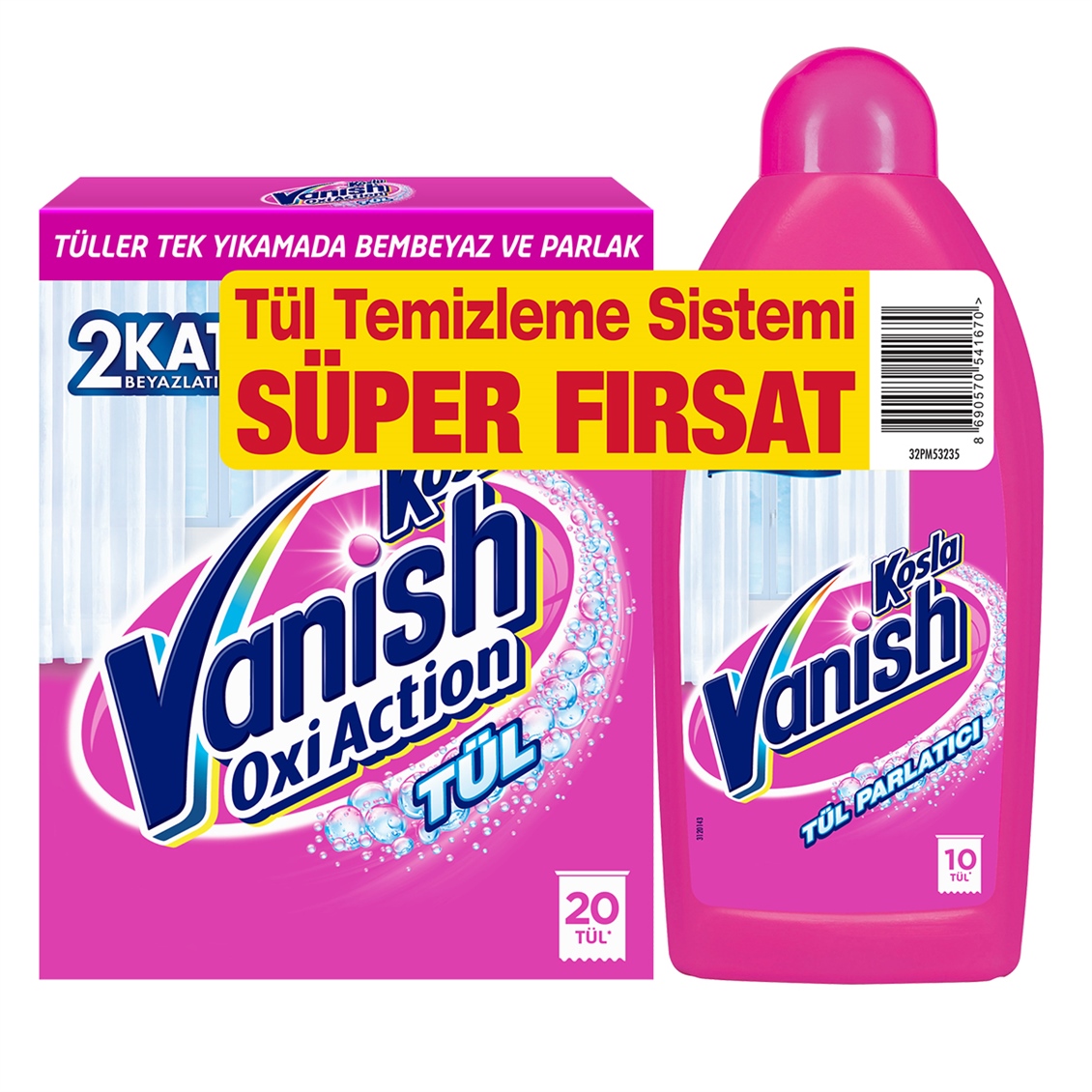 Vanish Tül Temizleyici 2'li Paket (Toz 450g+ Parlatıcı 450 ml)