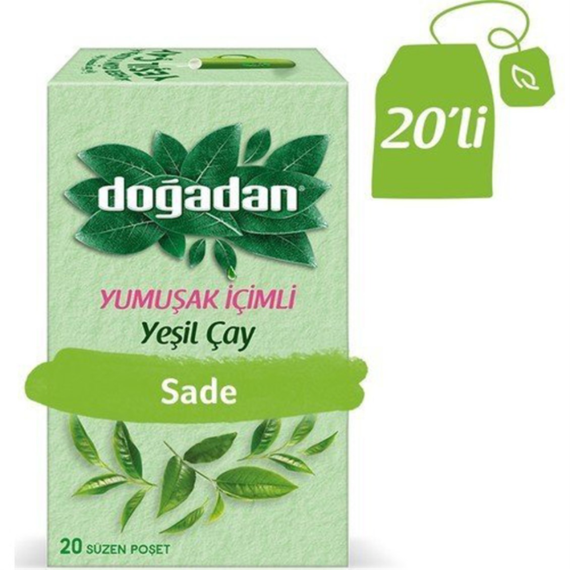 Doğadan Yumuşak İçimli Sade Yeşilçay 20'li 22 Gr