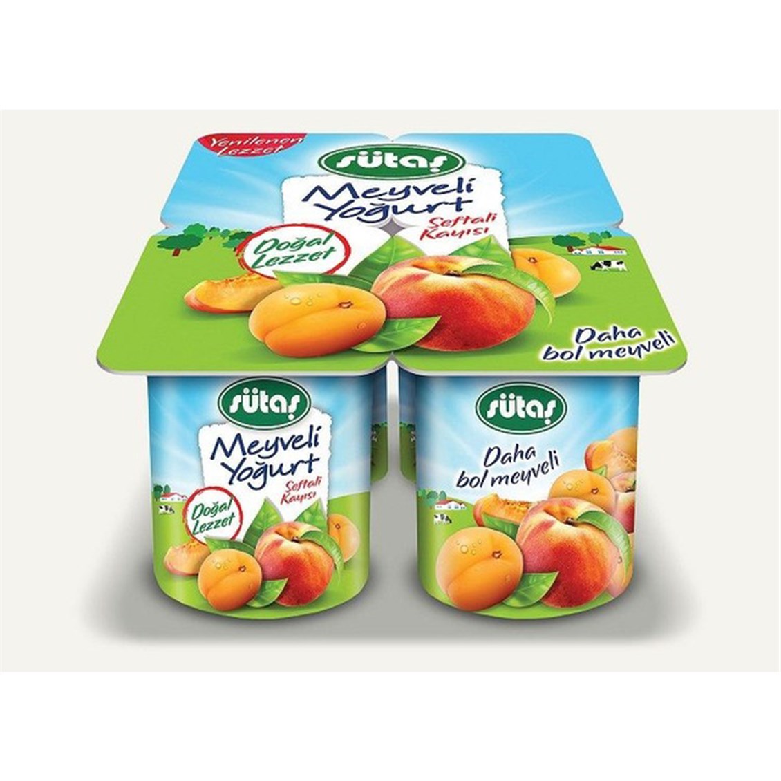 Sütaş Meyveli Yoğurt Şeftali ve Kayısı  4x115 Gr