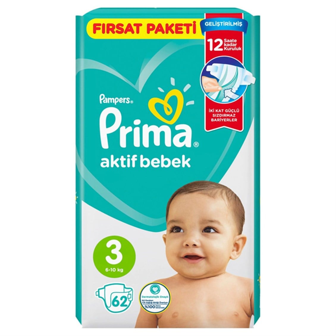 Prima Aktif Bebek 3 Numara Midi 62'li Fırsat Paketi Bebek Bezi