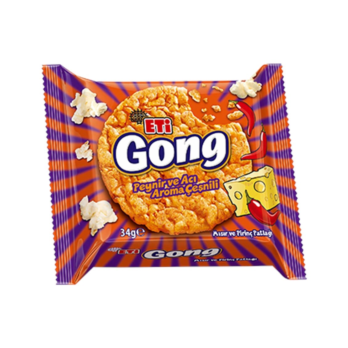 Eti Gong Peynirlı ve Acılı Mısır Prinç Patlağı 68 Gr