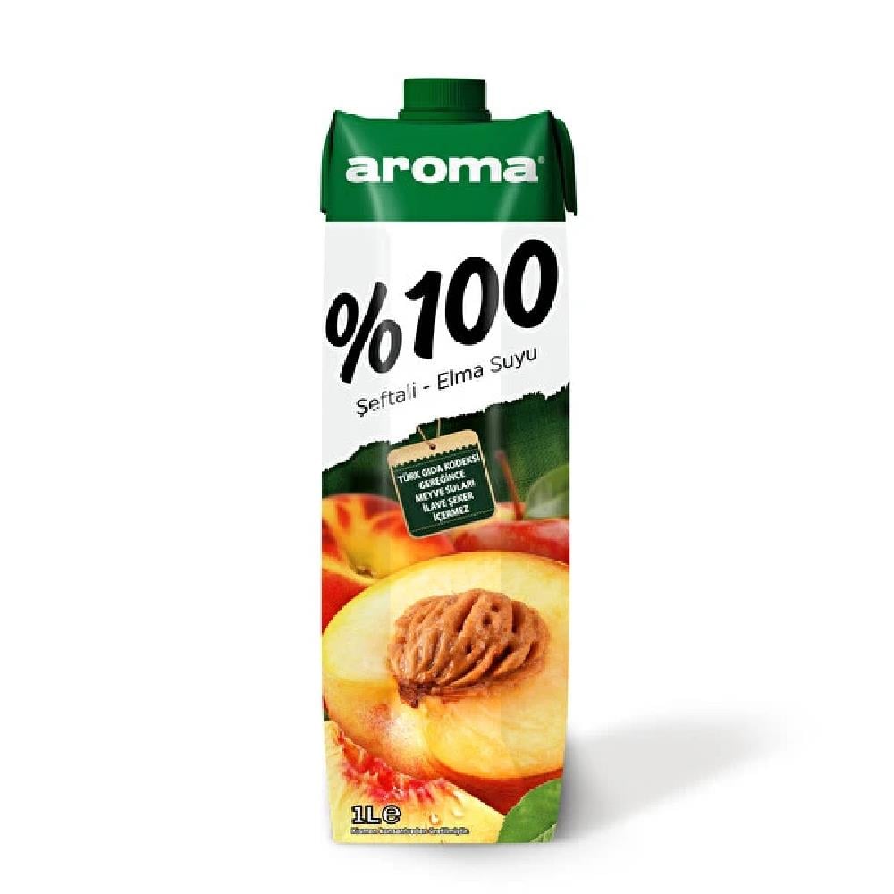 Aroma %100 Şeftali Elma Suyu 1 lt