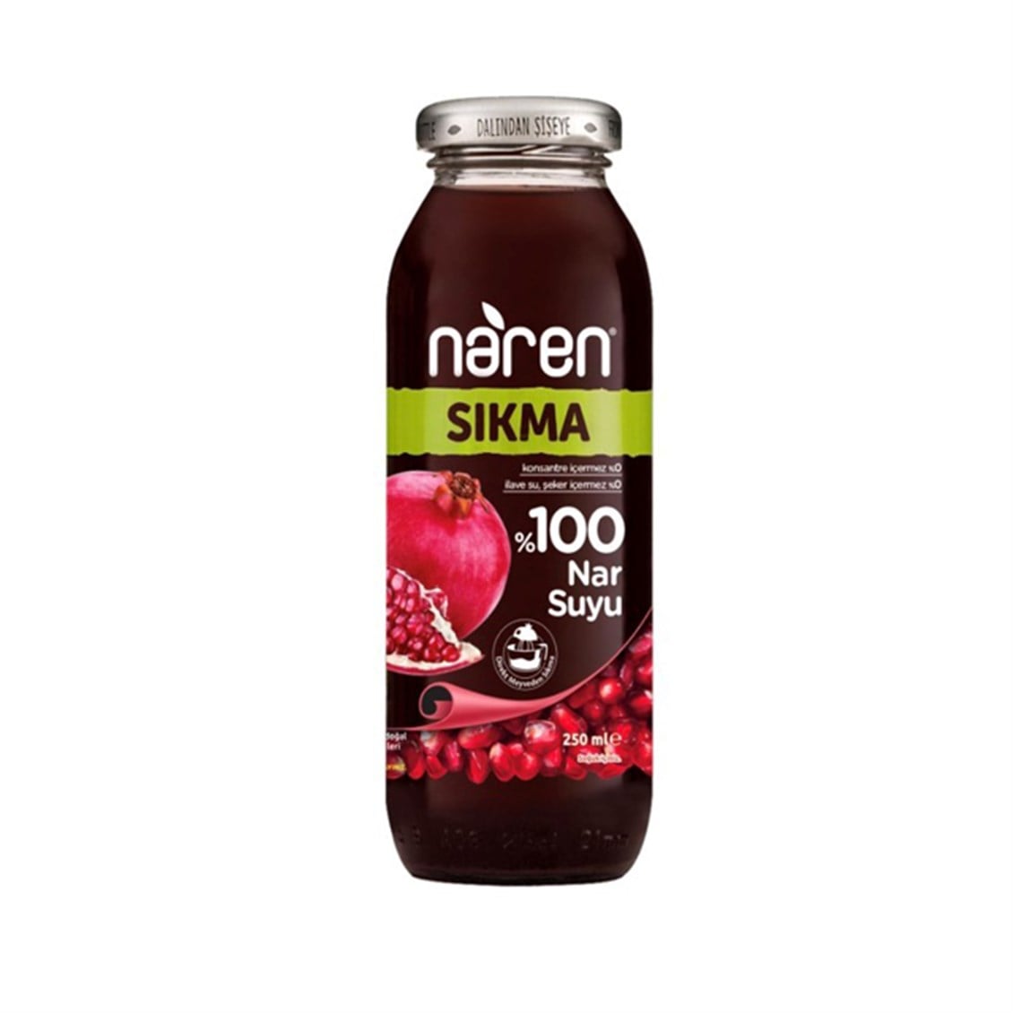 Naren %100 Sıkma Nar Suyu Cam Şişe 250 ml