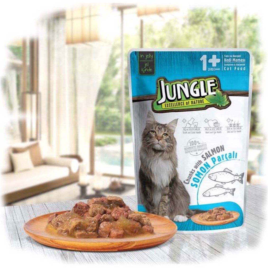 Jungle Pouch Yetişkin Kedi Somonlu Yaş Mama 100 Gr