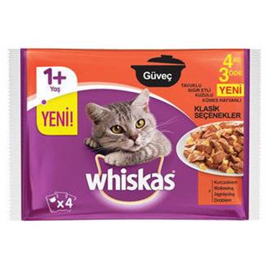 Whiskas Pouch 4'lü Güveç Etli