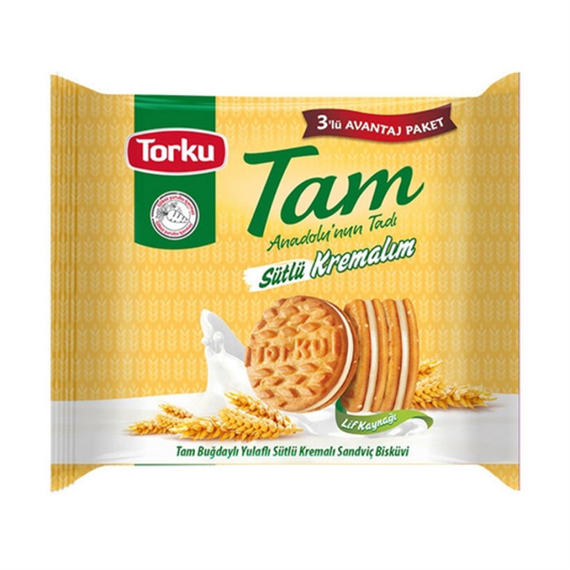 Torku Tam Kremalım Sütlü Kremalı Bisküvi 3'lü 249 Gr