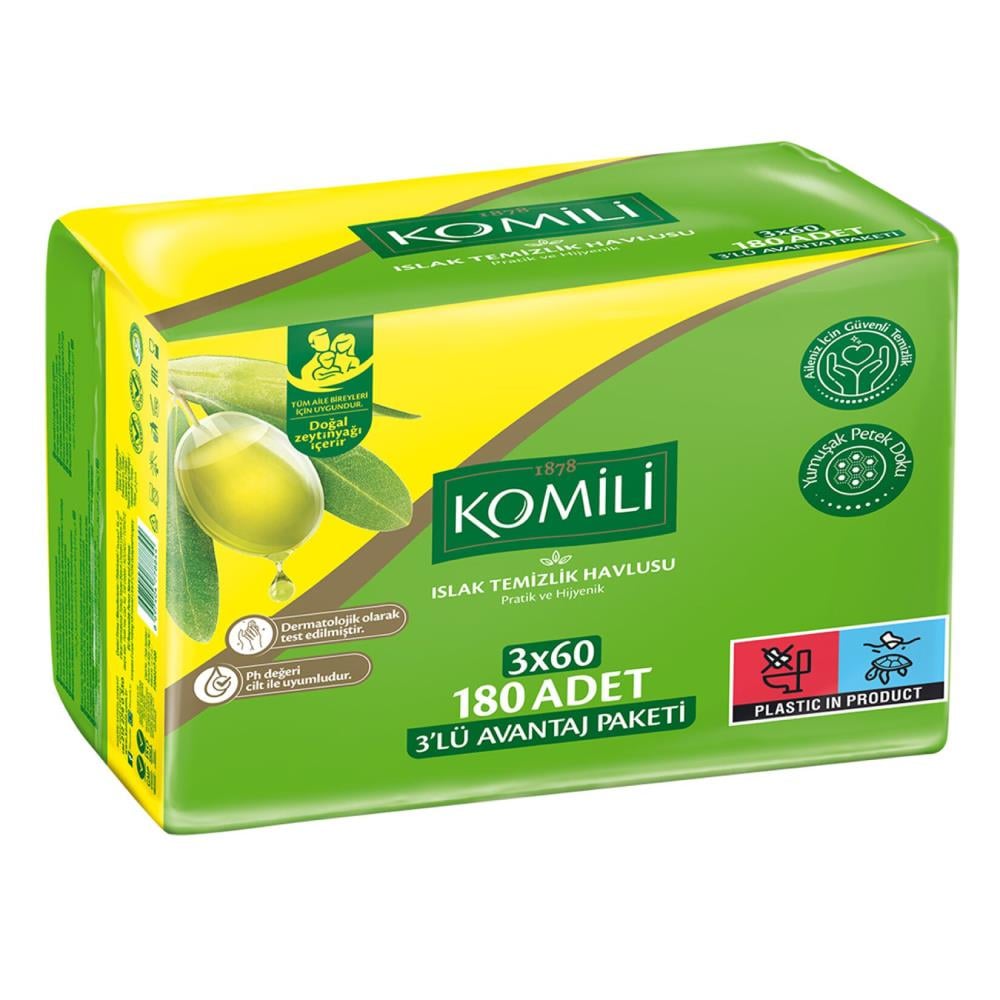 Komili Islak Havlu Zeytinyağı 60'lı 3 Adet