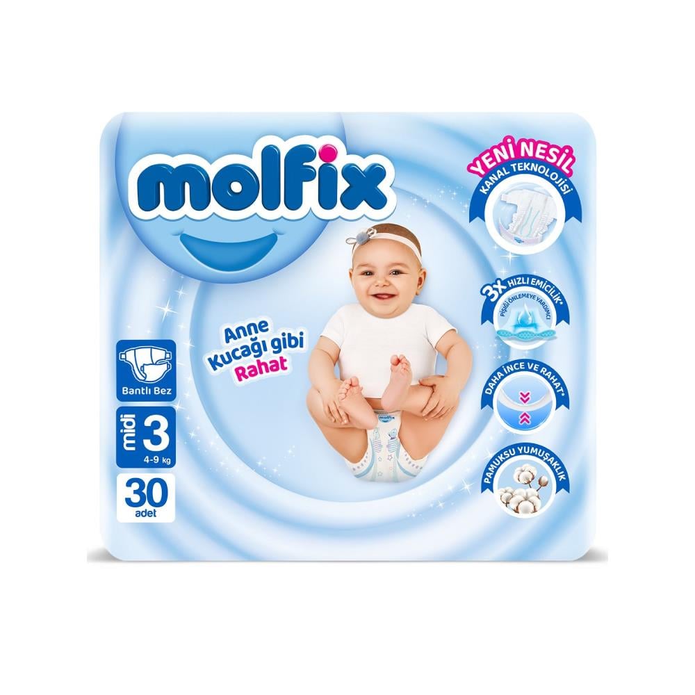 Molfix Jumbo 3 Numara Midi 30'lu Bebek Bezi