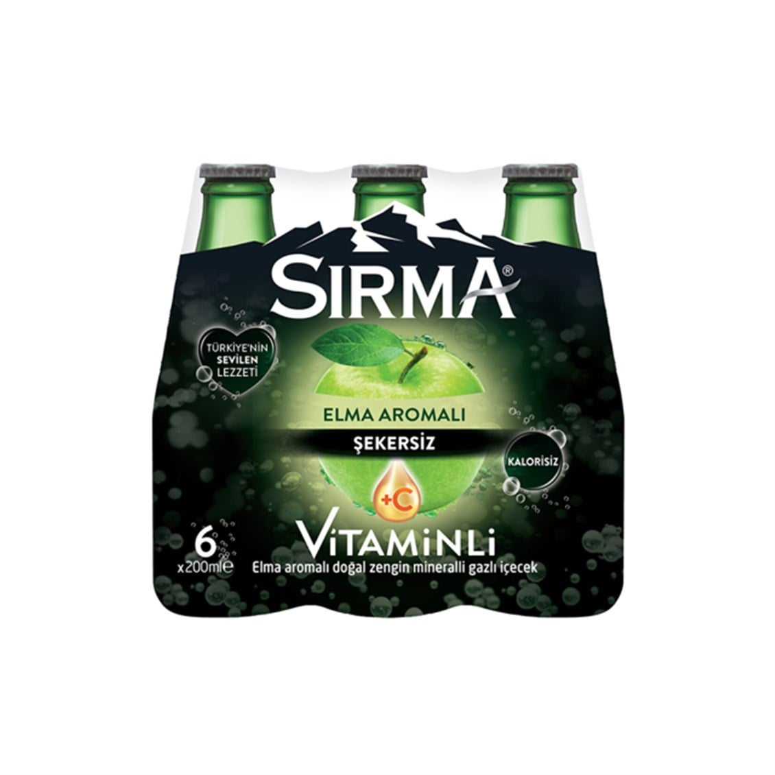 Sırma Şekersiz C Vitamini Elma Aromalı 200 ml 6'lı Gazlı İçecek