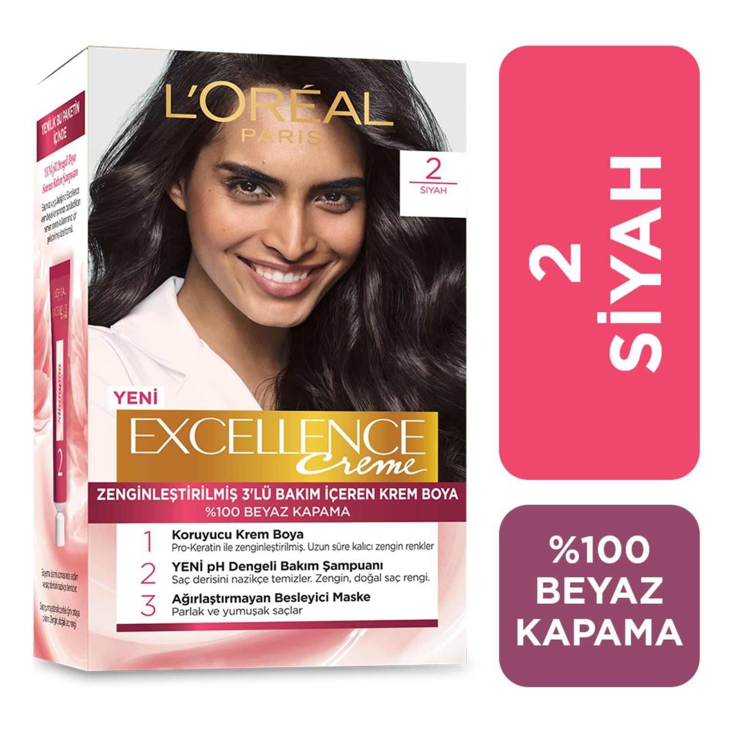 L'Oreal Paris Excellence Creme Saç Boyası - 2 Siyah
