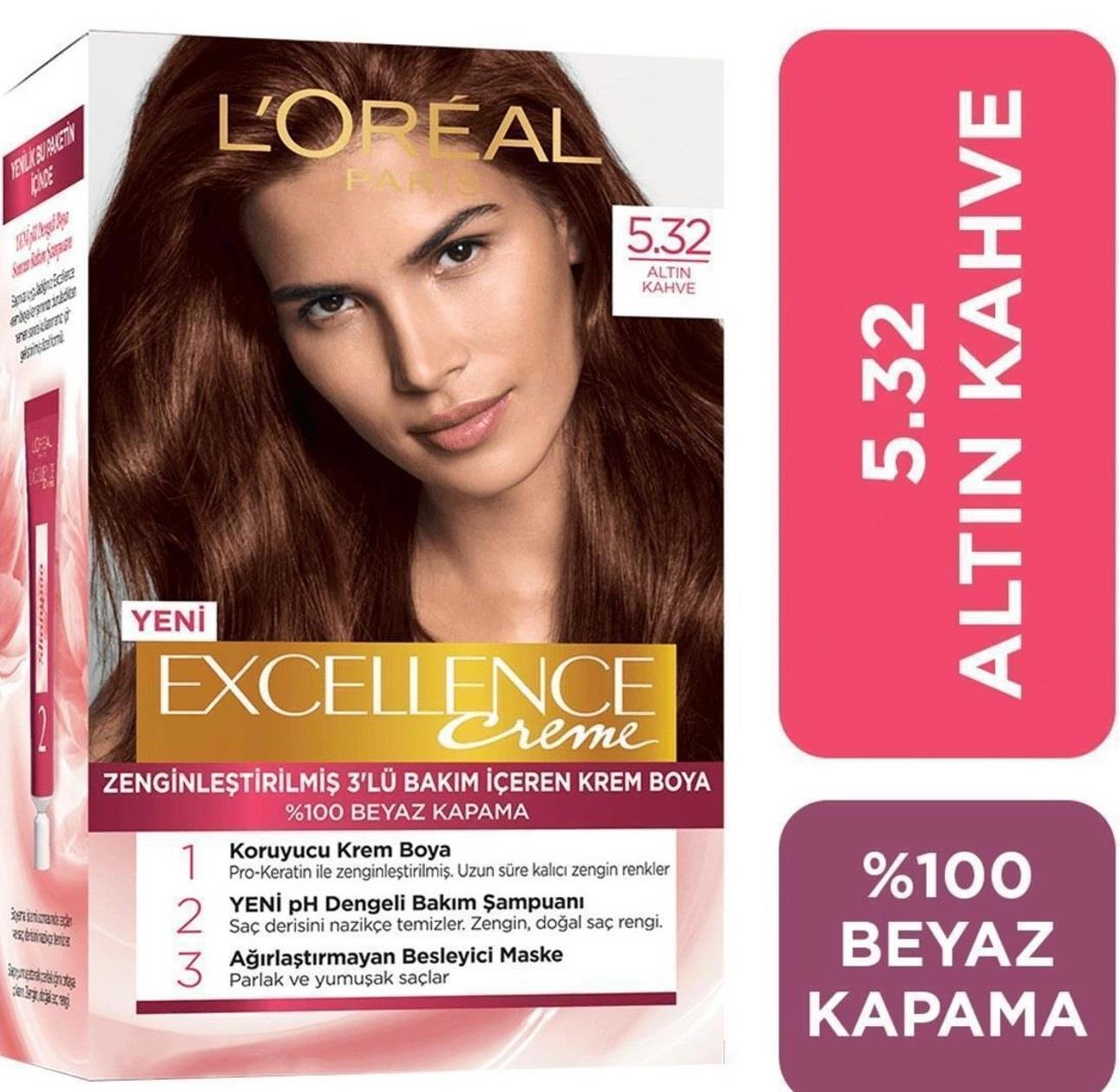 L'Oréal Paris Excellence Creme Saç Boyası - 5.32 Altın Kahve
