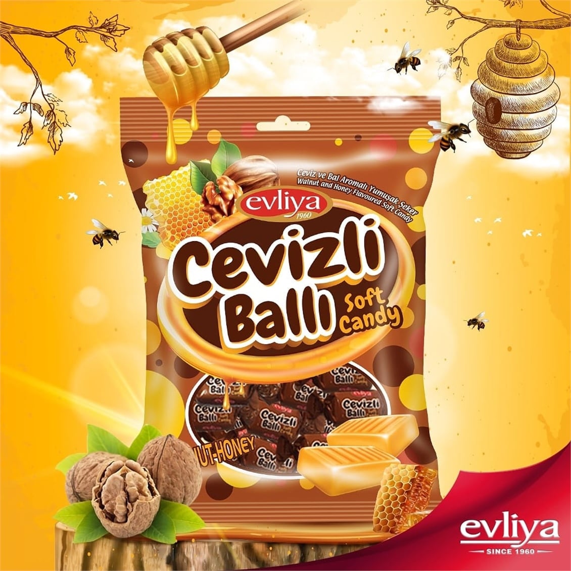Evlıya Tofım Cevızlı Ballı 350 Gr
