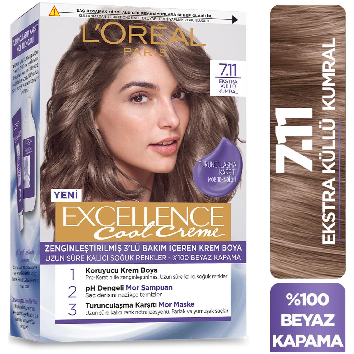 L'Oréal Paris Excellence Cool Creme Saç Boyası - 7.11 Ekstra Küllü Kumral