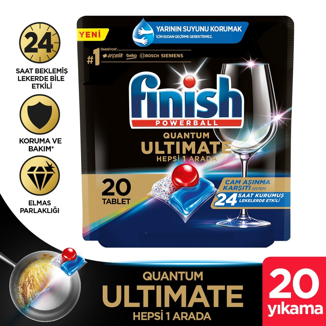 Finish Quantum Ultimate 20 Kapsül Bulaşık Makinesi Deterjanı