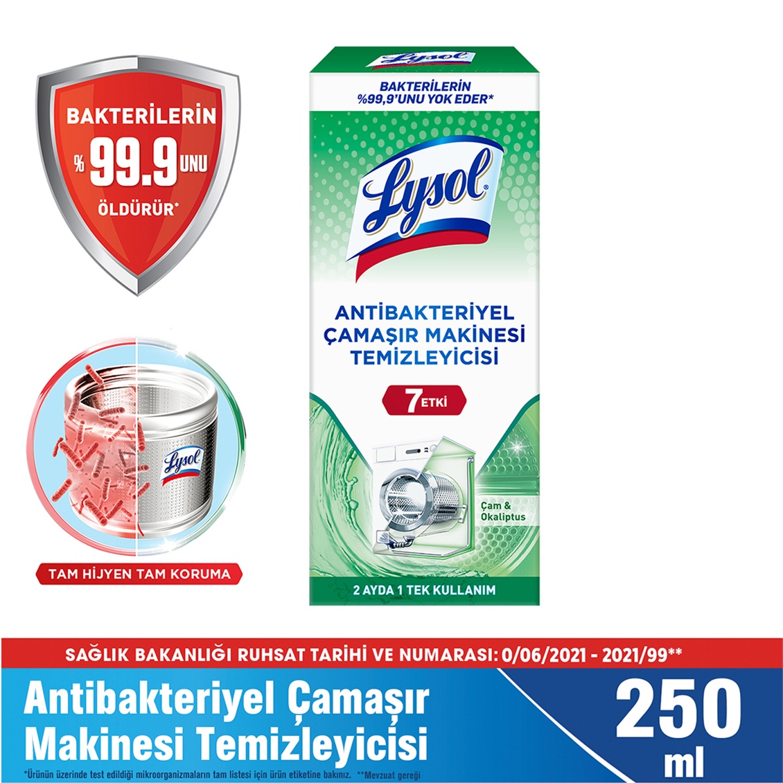 Lysol Antibakteriyel Çamaşır Makine Temizleyici Tekli 250  ml