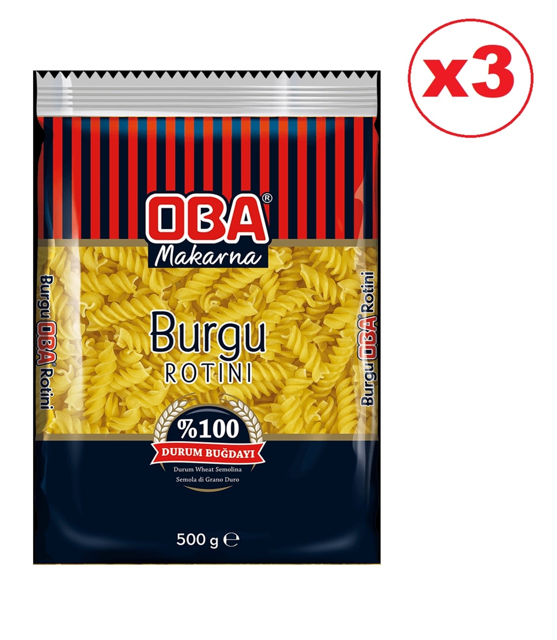 Etc.Oba Burgu Makarna 500 Gr X 3