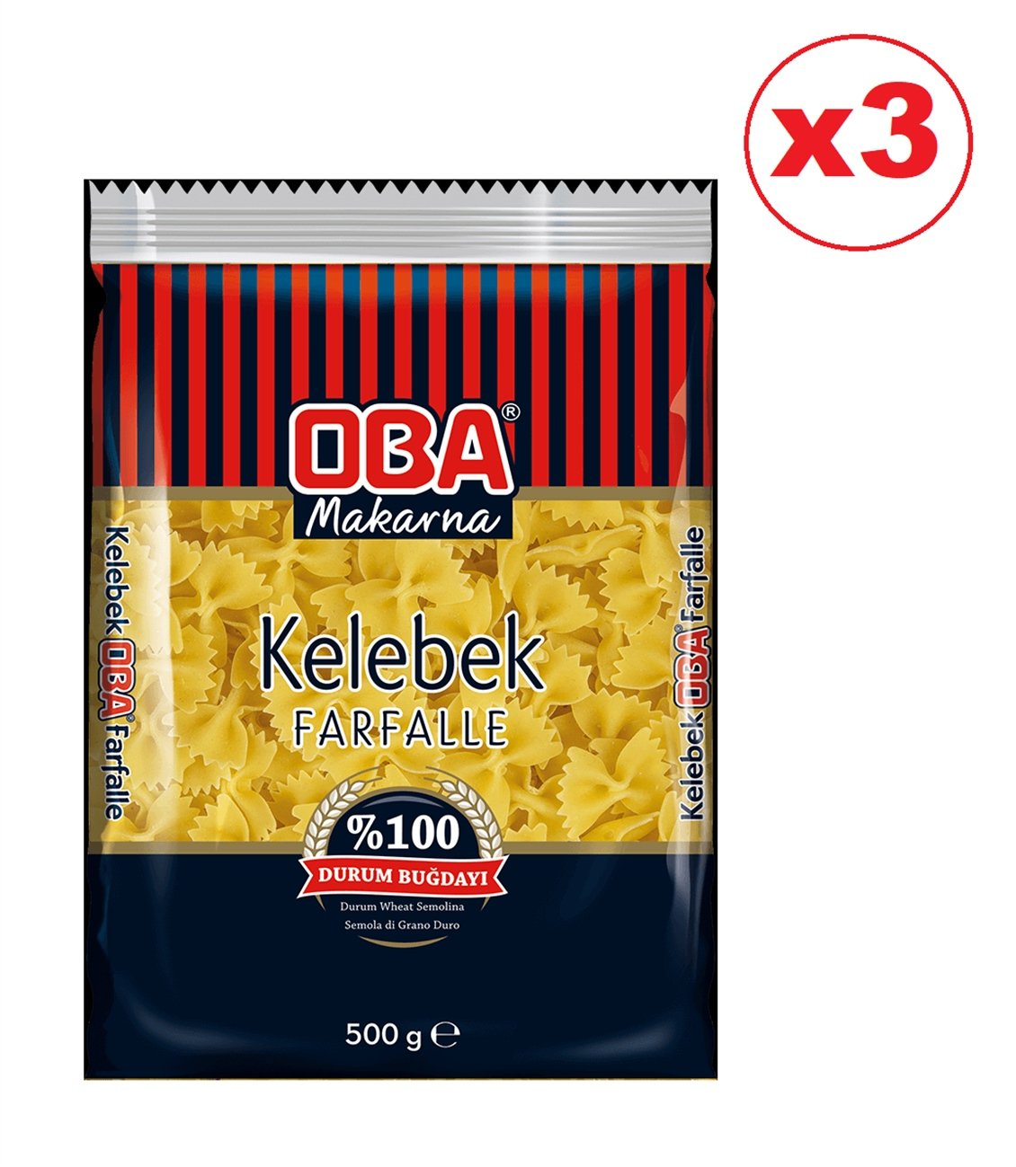 Etc.Oba Kelebek Makarna 500 Gr X 3