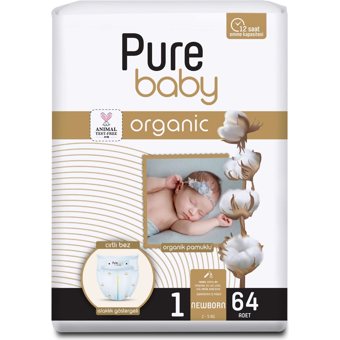 Pure Baby Pamuk 2'li jumbo Nborn 64'lü