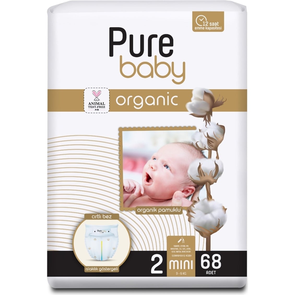 Pure Baby Pamuk 2'li  Jumbo Mini 68'li